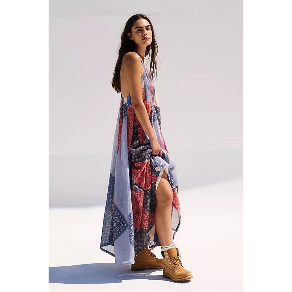 Free People We The Free Heritage Maxi Dress Paisley Americana XL NWT - Picture 2 of 5